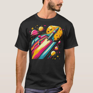 Camiseta Foguete pelas estrelas e galáxia
