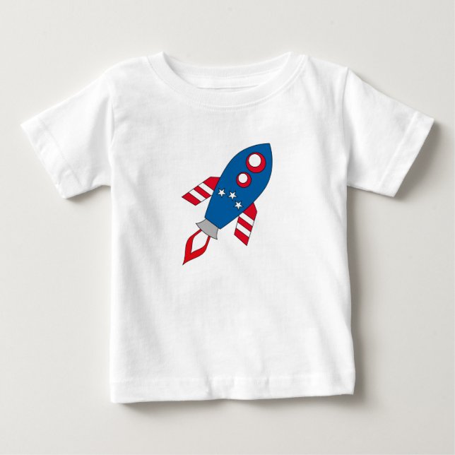 Camiseta Foguete vermelho branco e azul (Frente)