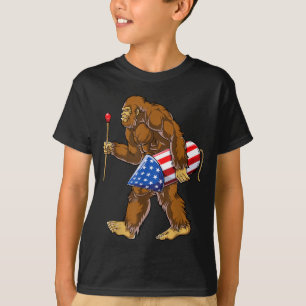 Camiseta Foguetes Bigfoot 4 de Julho Homens Sasquatch