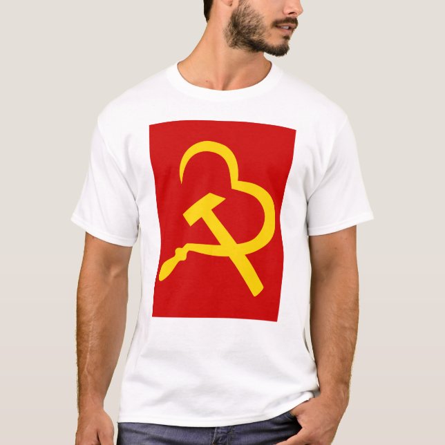 Camiseta Foice e Martelo, Coração, Amor, Comunismo (Frente)
