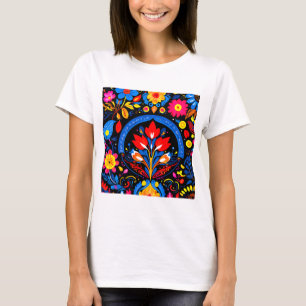 Camiseta Folclore Fusion Design - Arte de Padrão Cultural