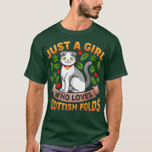 Camiseta Fold Cat Lover Escocês Apenas Uma Menina Que Ama S