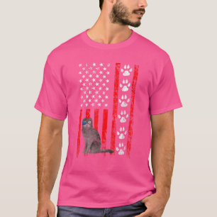 Camiseta Fold Gato Escocês 4 de julho Patriótico Americano
