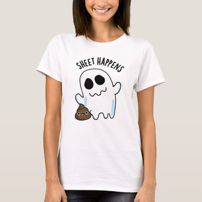 Camiseta Folha Acontece Engraçado Fantasma Pun (Frente)