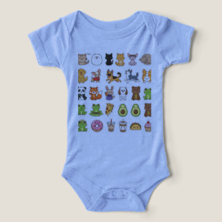 Camiseta Folha de Adesivos de Animais Kawaii Fofos – Animai