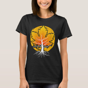 Camiseta Folha de Bordo de Mulheres Outono Mapa da Árvore
