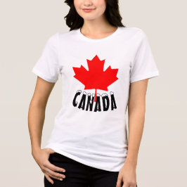 Camiseta Folha de Bordo Vermelho Brilhante Canadá Texto Nev