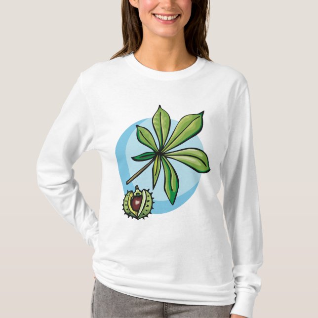 Camiseta Folha de Castanha-da-Índia e Castanha (Frente)