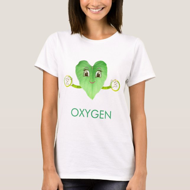 Camiseta Folha de Coração Feliz Verde Moderna (Frente)