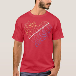 Camiseta Folha de Coração Música Limpa Flute Transversal 10