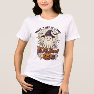 Camiseta Folha de Fantasma Abóbora Dia das Bruxas Lua Calde