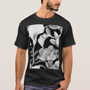 Camiseta Folha de Flor Tropical: Padrão sem costura