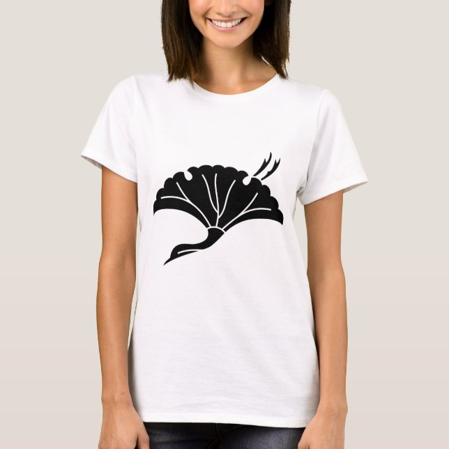 Camiseta Folha de ginkgo em forma de grou (Frente)