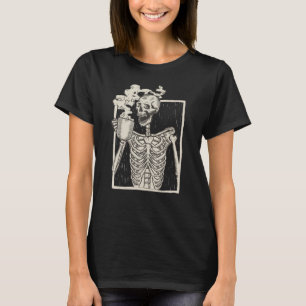 Camiseta Folha de Impressão gráfico do crânio do Halloween