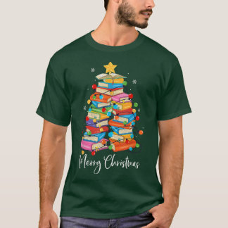 Camiseta Folha de Leitura do Xmas da Biblioteca de Árvores
