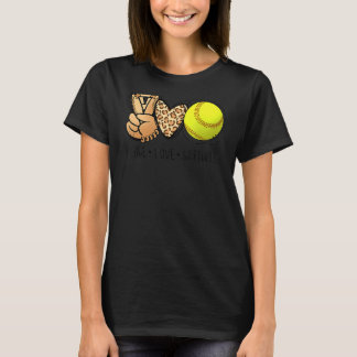 Camiseta Folha de Mães de Softball de Paz Leopard Imprimir