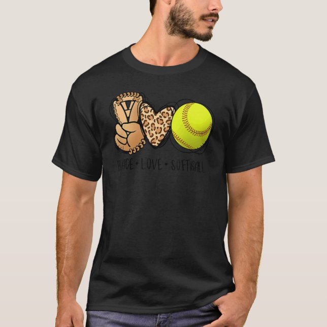 Camiseta Folha de Mães de Softball de Paz Leopard Imprimir  (Frente)