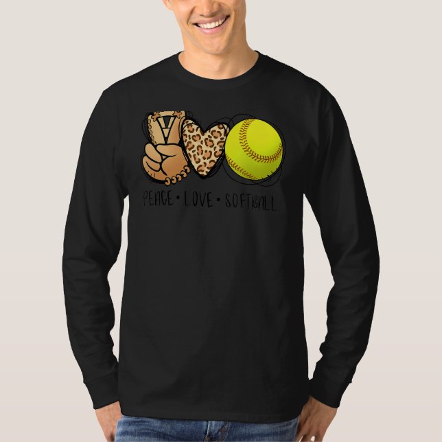 Camiseta Folha de Mães de Softball de Paz Leopard Imprimir  (Frente)