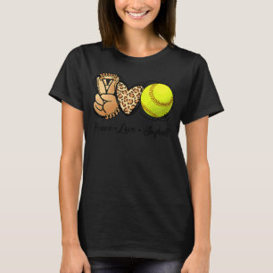 Camiseta Folha de Mães de Softball de Paz Leopard Imprimir