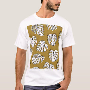Camiseta Folha de Monstera, Padrão Sem Olho Têxtil.