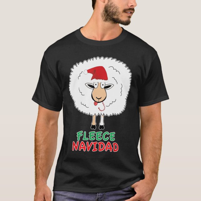 Camiseta Folha de Natal Navidad Funny Pun Ovino Lov (Frente)