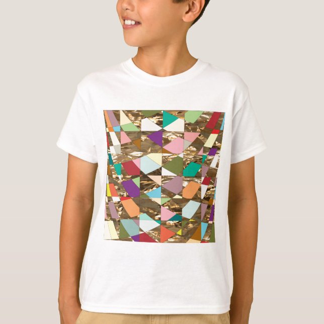 Camiseta Folha de ouro com abstrato (Frente)