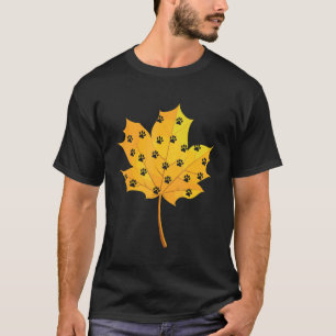 Camiseta Folha de outono com Baixa de Pegada de Gato