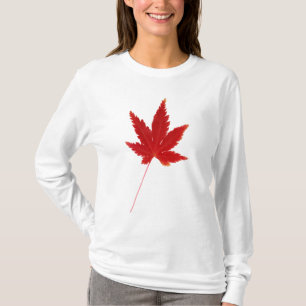 Camiseta Folha de outono do solteiro Vermelho