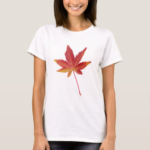 Camiseta Folha de outono do solteiro Vermelho