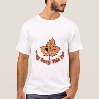 Camiseta Folha de Outono Fofa Fique Aconchegado Neste Outon