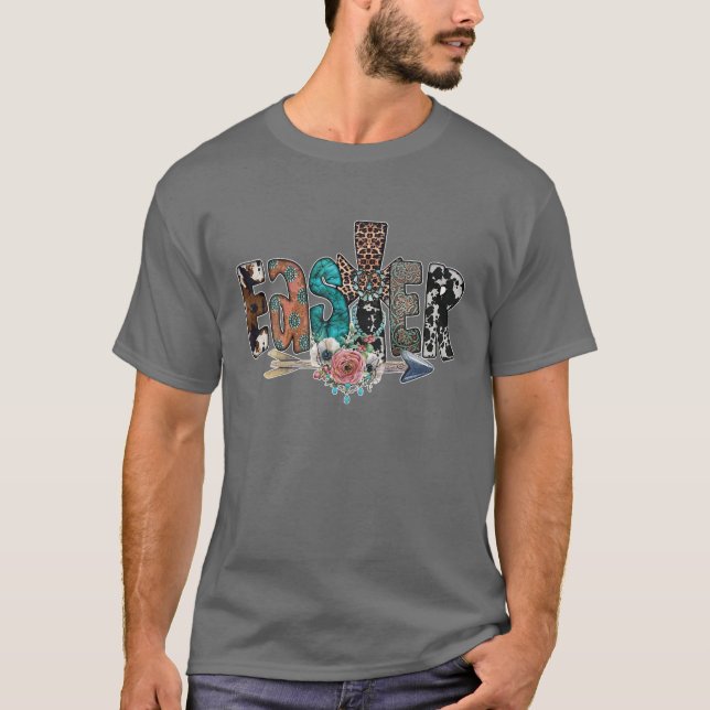 Camiseta Folha de páscoa Leopardo Turquesa Ocidental (Frente)
