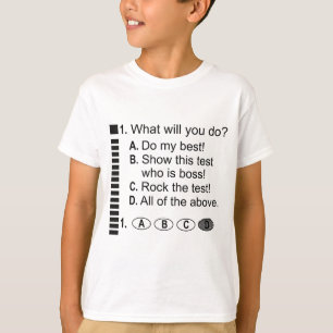 Camiseta Folha De Resposta Rocha O Incentivo De Teste Da Es