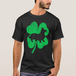 Camiseta Folha de Trevo Irlandês Corgi Cachorro Dia de São