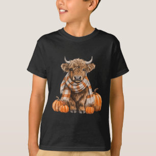 Camiseta Folha de Vaca Escocesa Cura Autumn Pumpkin Fall We