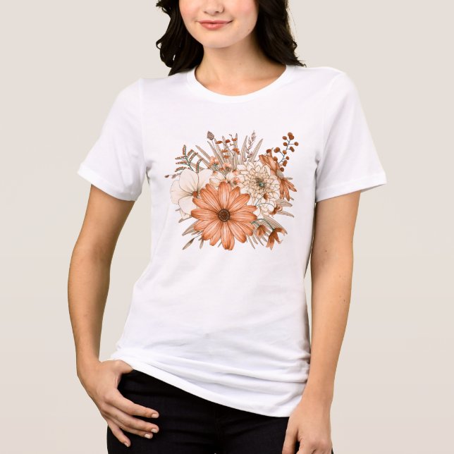 Camiseta Folha Florais de Colunas de outono de buquê (Frente)