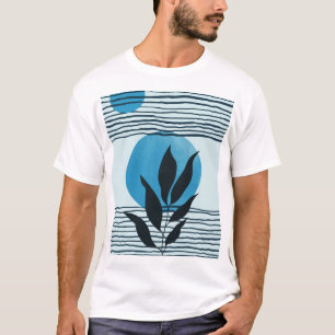 Camiseta Folha tropical de meio século contemporânea Abst