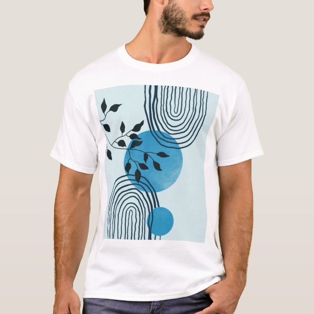 Camiseta Folha tropical do meio século, contemporânea, abst (Frente)
