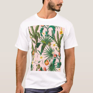 Camiseta Folha tropical, flor, padrão de fruta.