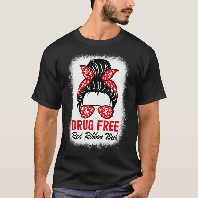 Camiseta Folha Vermelha Livre de Drogas Semana de Sensibili (Frente)