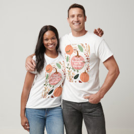 Camiseta Folhagem bonito e Pumpkins Rosa Festa de Ação de G