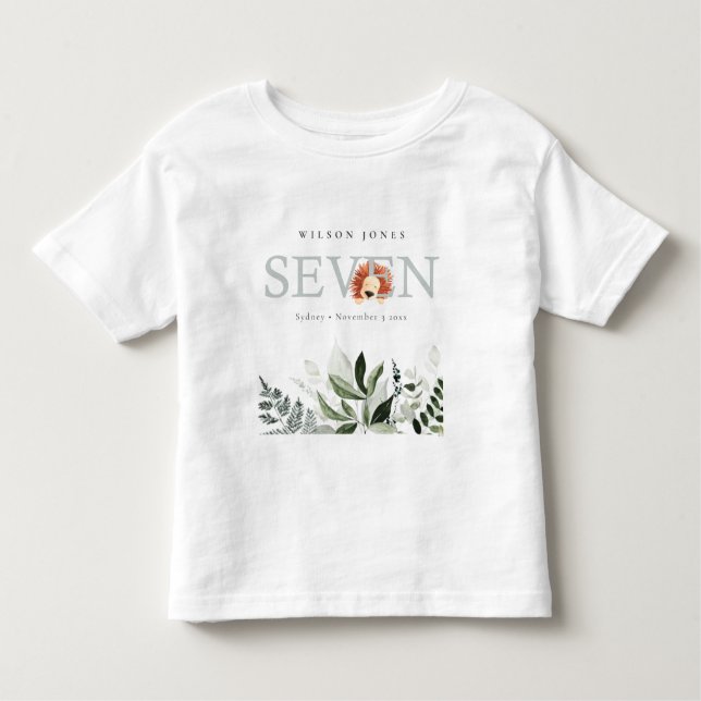 Camiseta Folhagem de Leão Cute Boho 7 Sete Aniversário Eleg (Frente)
