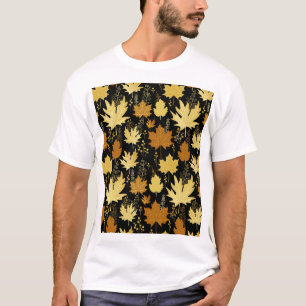 Camiseta Folhagem do ouro, padrão contínuo de vintage.