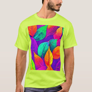 Camiseta Folhagem Vibrante: Neon Cartoon