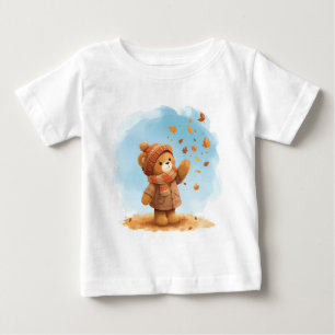 Camiseta Folhas Adoráveis De Urso De Teddy Capturando Autum