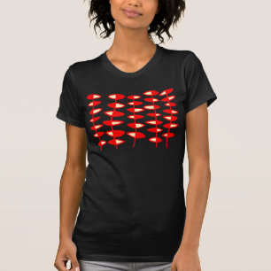 Camiseta Folhas Alternadas Abstrato - Vermelho e Creme
