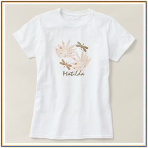 Camiseta Folhas bonito e Dragonfly 