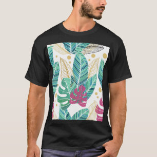 Camiseta Folhas botânicas tropicais, design de colheita con