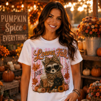 Camiseta Folhas Caem Eu Não Guaxinim Fofo