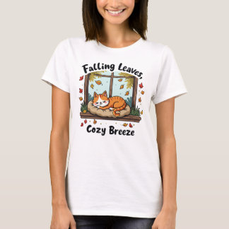 Camiseta Folhas Caindo, Respiração Cozinha - Janela Gato Do