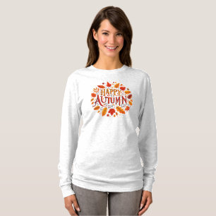 Camiseta folhas clássicas e feliz outono